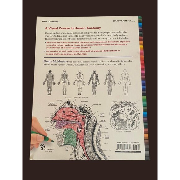 New McMurtries Human Anatomy Coloring Book 3rd Edition With 1000+ Illustrations - Picture 2 of 13